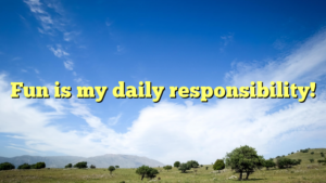 Read more about the article Fun is my daily responsibility!