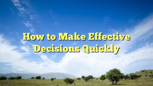 Read more about the article How to Make Effective Decisions Quickly