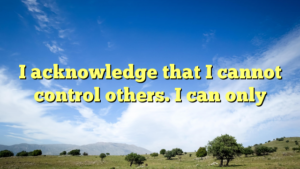 Read more about the article I acknowledge that I cannot control others. I can only