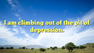 Read more about the article I am climbing out of the pit of depression.