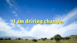 Read more about the article I am driving change.