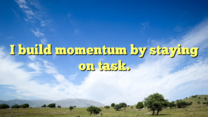 Read more about the article I build momentum by staying on task.