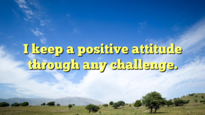 Read more about the article I keep a positive attitude through any challenge.