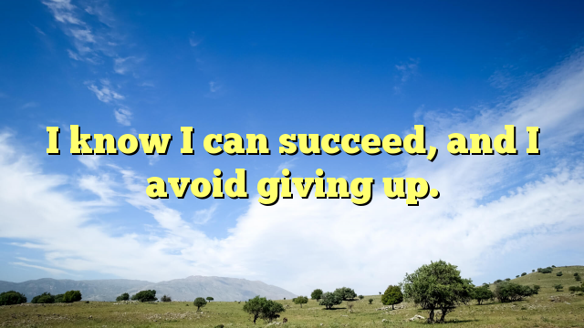 Read more about the article I know I can succeed, and I avoid giving up.