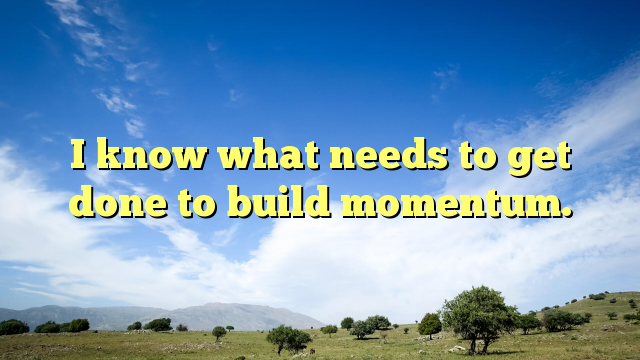 Read more about the article I know what needs to get done to build momentum.