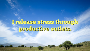 Read more about the article I release stress through productive outlets.
