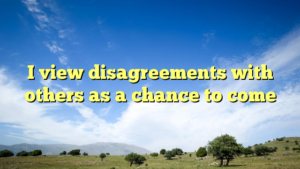 Read more about the article I view disagreements with others as a chance to come