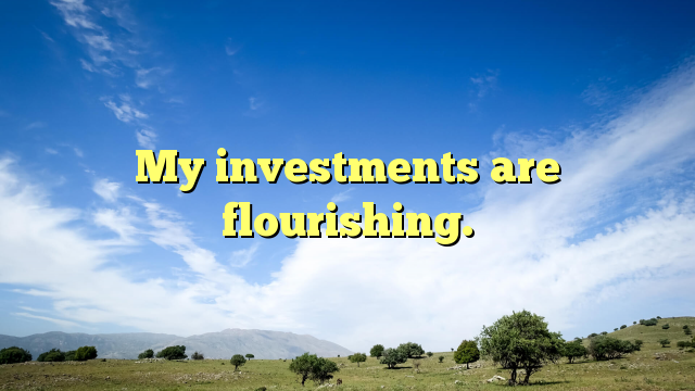 Read more about the article My investments are flourishing.