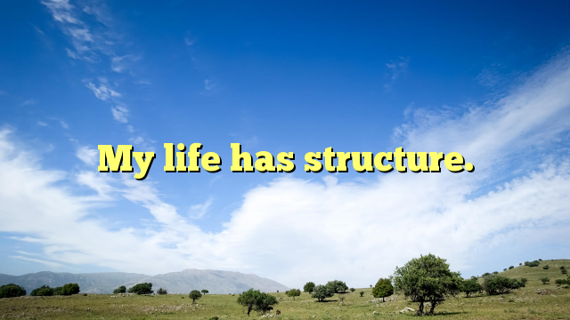 Read more about the article My life has structure.