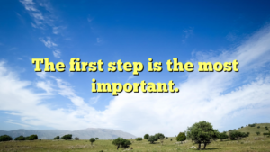 Read more about the article The first step is the most important.