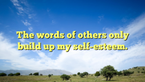 Read more about the article The words of others only build up my self-esteem.
